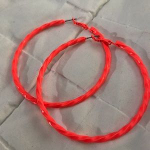 Neon Orange Hoop Earrings